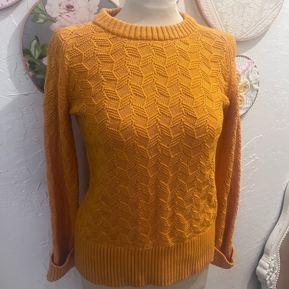Free Assembly crew neck sweater
100% cotton 
Yellow Orange